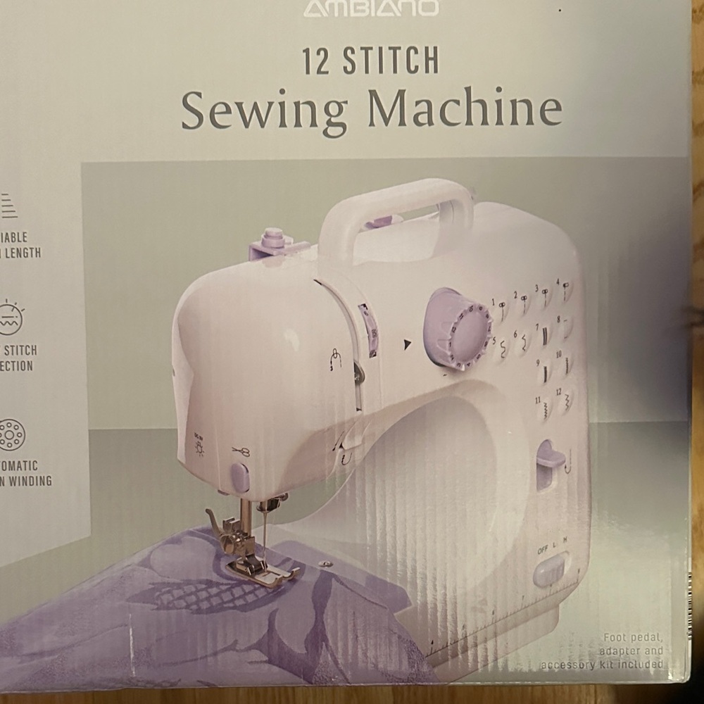 Ambiano 12 Stitch Sewing Machine - White and Purple